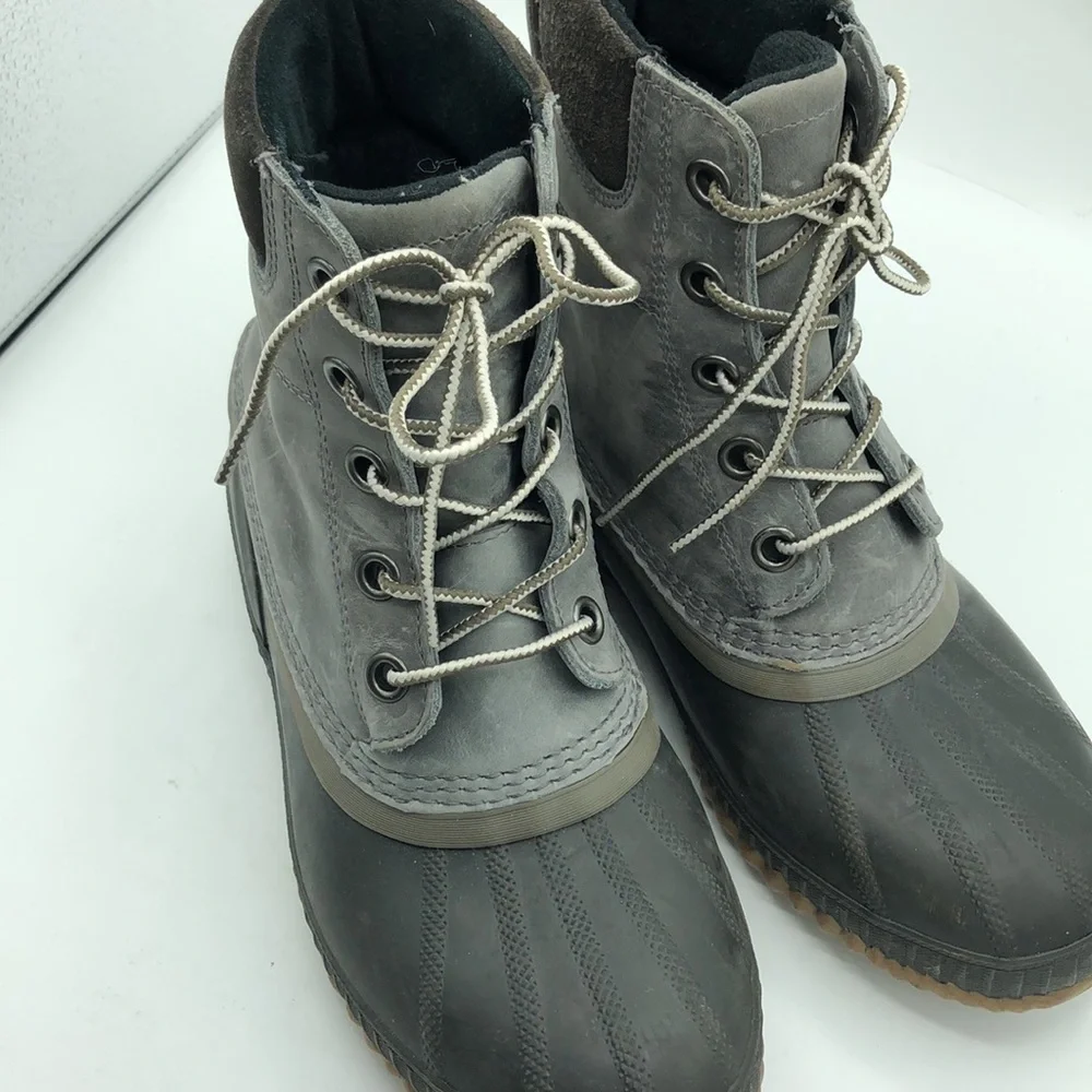 SOREL Cheyanne II Duck Boots Men’s 8 Gray Waterproof Lace Up NM2575-052